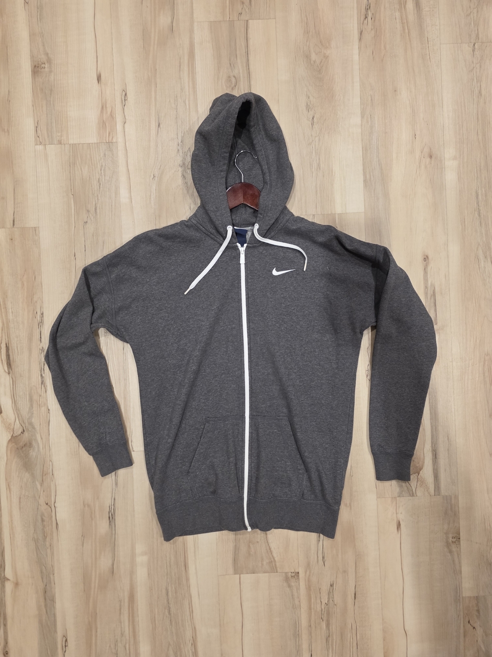 Nike Dark Gray Full-Zip Hoodie with White Trim